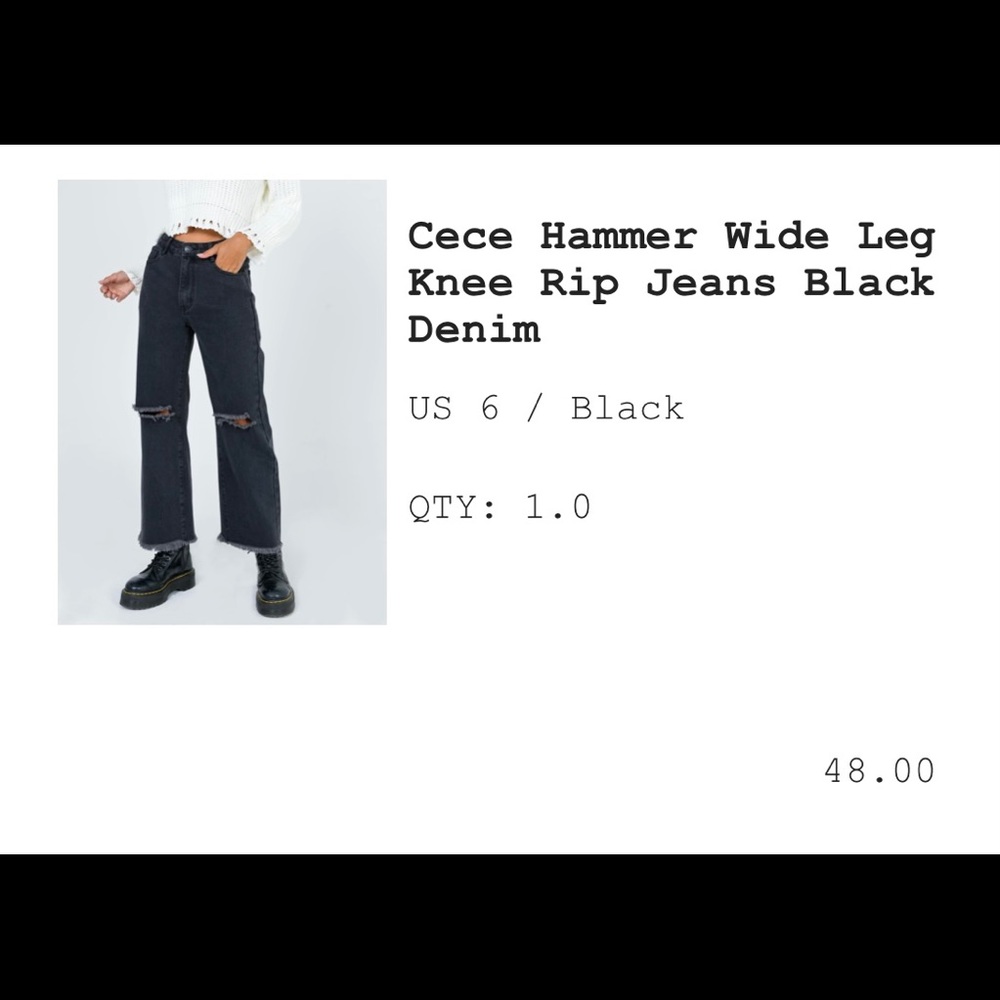 Princess Polly Black Wide Leg Jeans